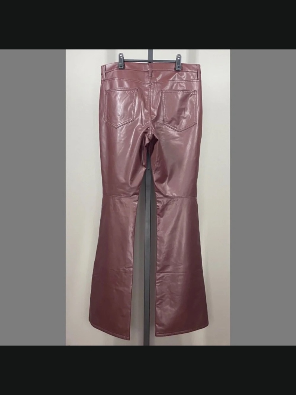 NEW Banana Republic Pants Womens 32 14 burgundy red faux leather flare moto - Picture 7 of 9